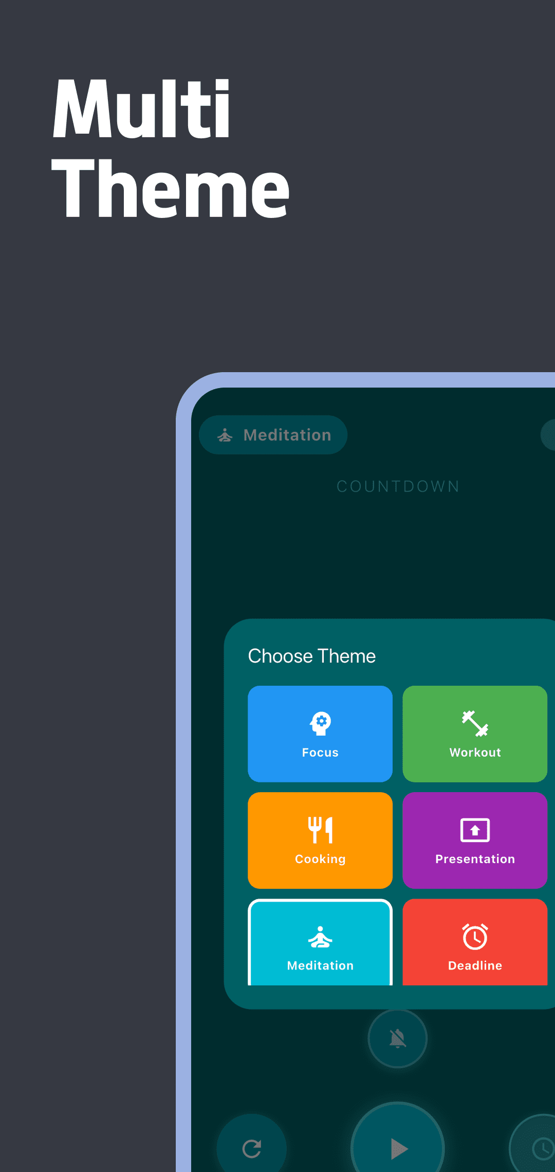 Retained Big Timer selection image with purpose-named color themes
